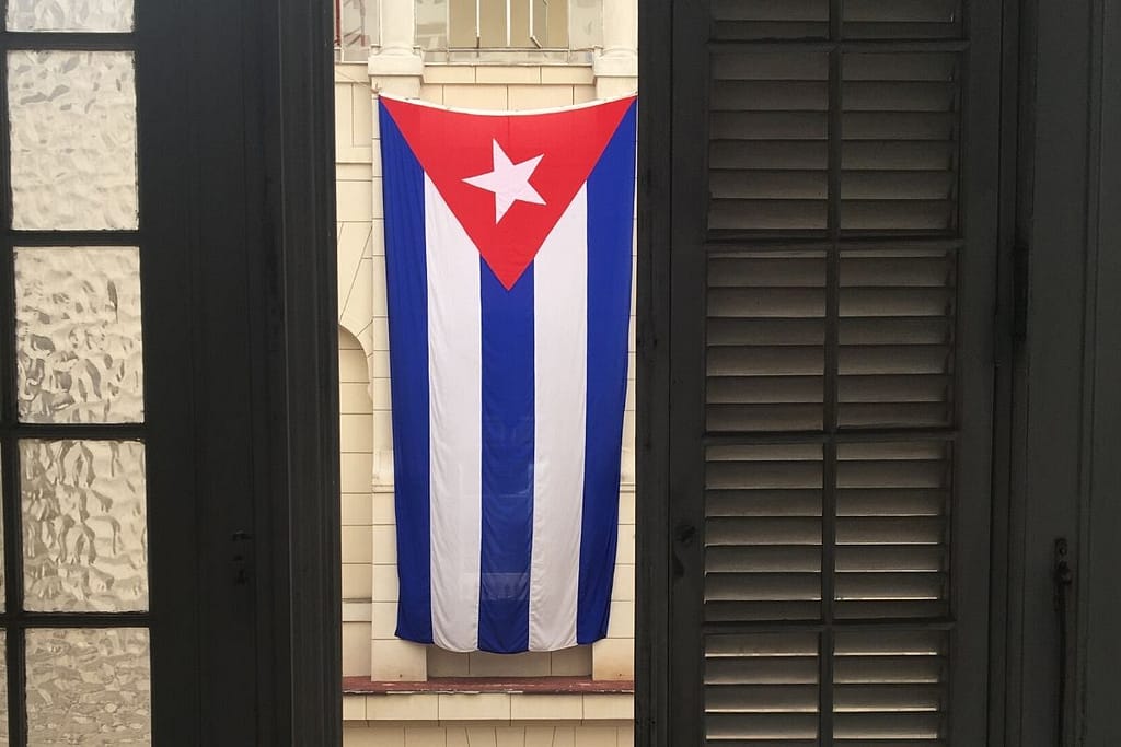 Cuba flag hanging in the Museo de la Revolución