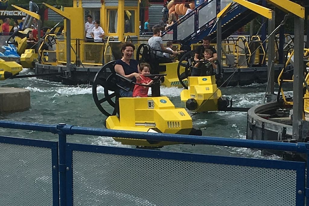 Lukas and Mum riding the Wave Rider
