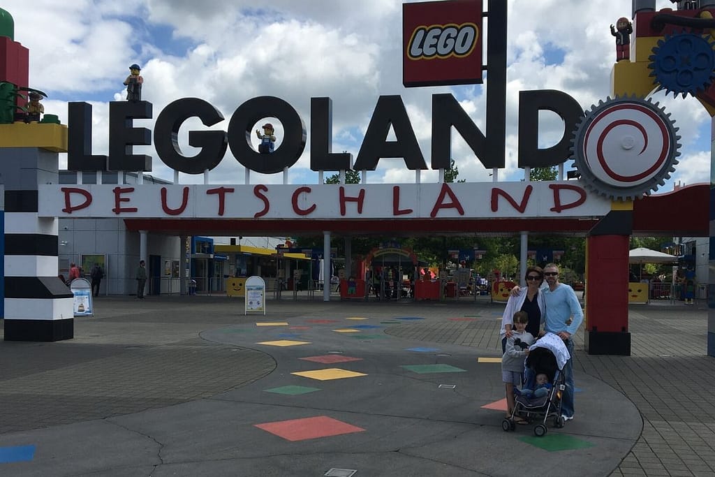 Family photo outside Legoland Germany