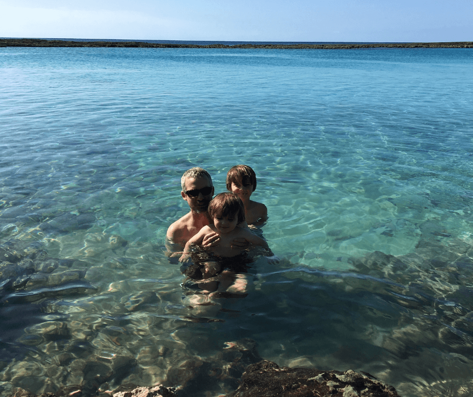 Family time in the water at Caleta Buena. Playa Girōn a spot not to be missed.
