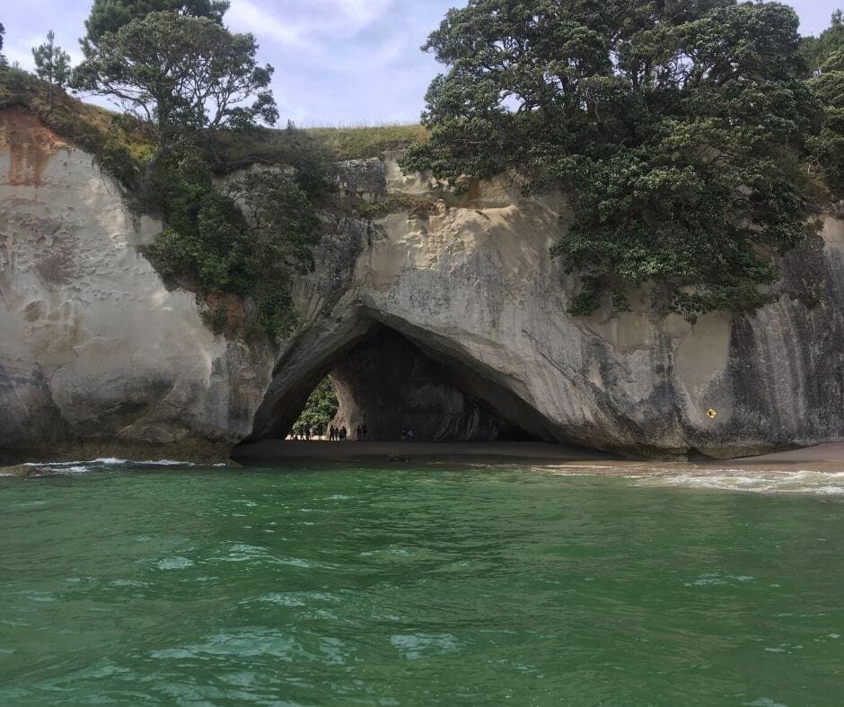Looking at Cathedral Cove, Coromandel, from out on the water