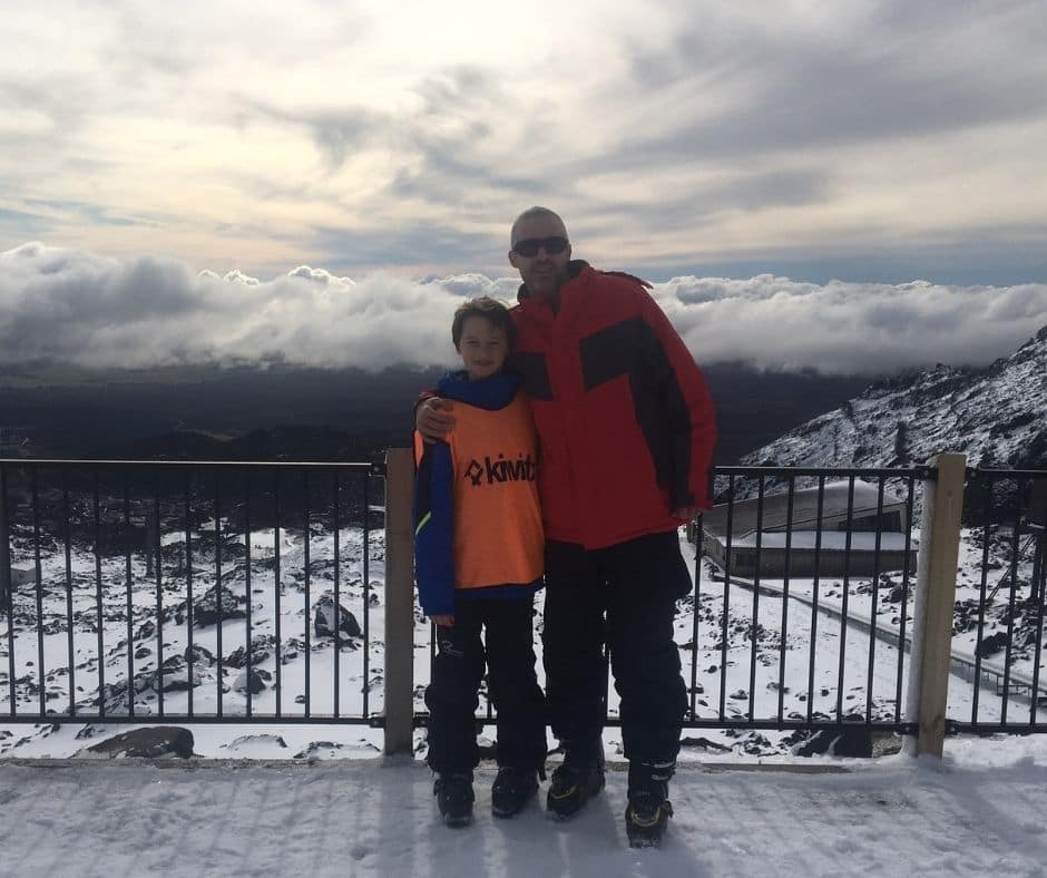 Quick Dad and Lukas photo over looking Whakapapa