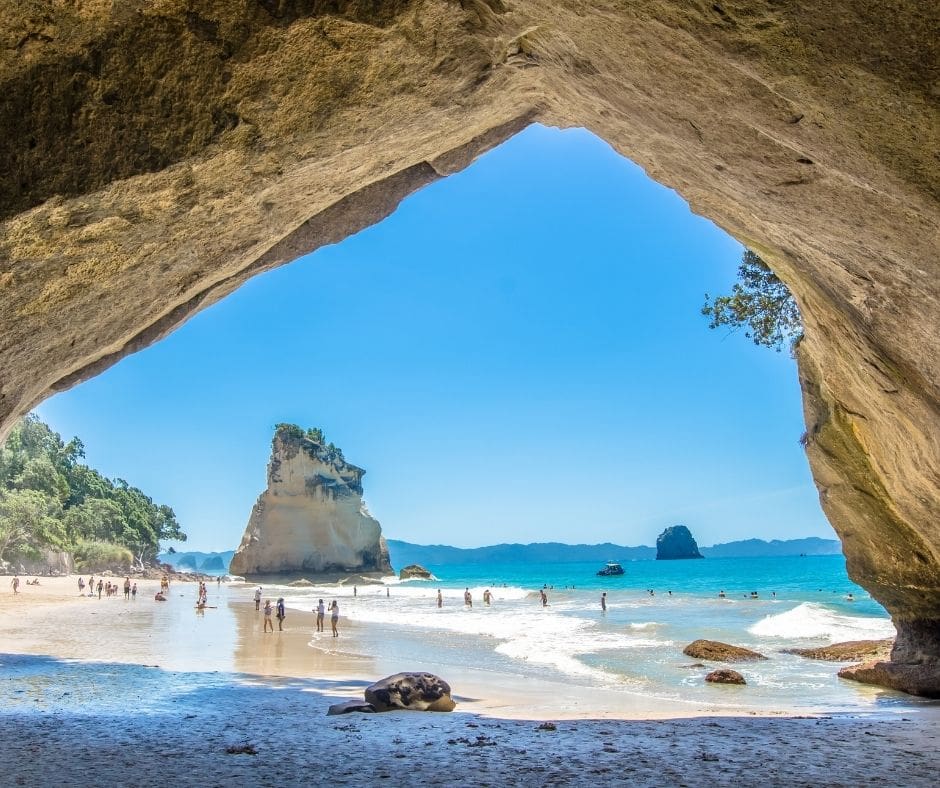 Cathedral Cove on a sunny day, perfect spot for swimming and relaxing