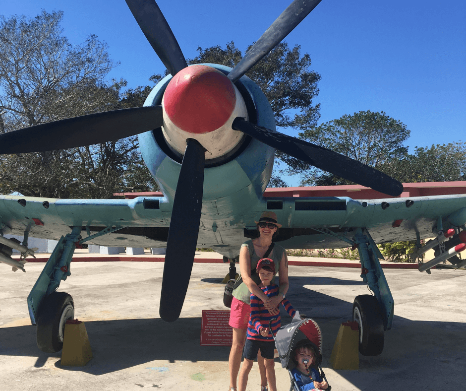 Quick family photo out the front of the Museum under one of the aircraft used in the war