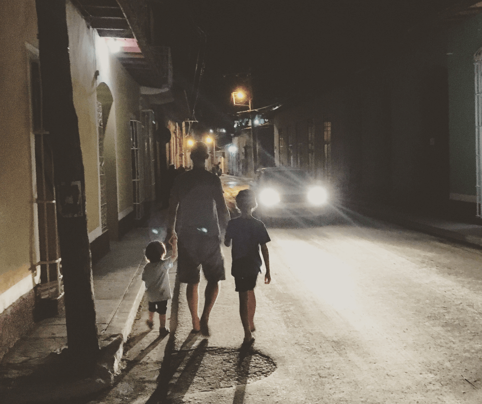 Heaing through Trinidad's dark streets