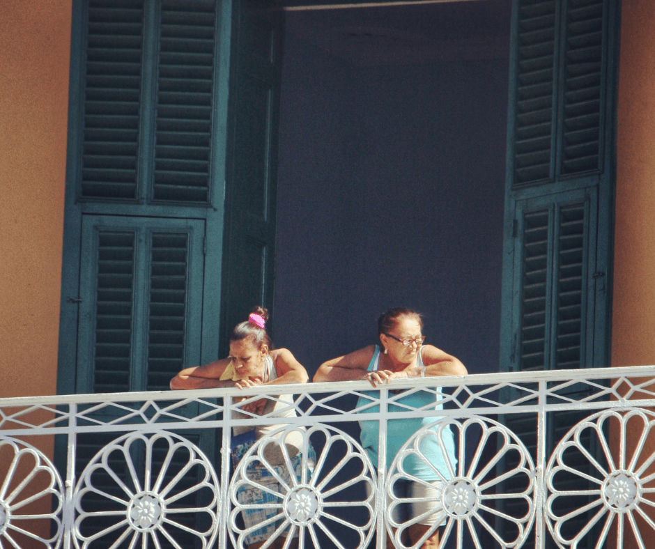 Two local ladies on the balcony