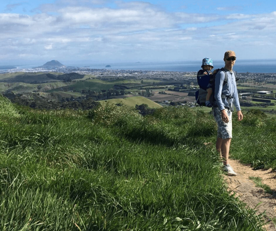 At the top of Papamoa Hills over looking Papamoa and Mount Maunganui