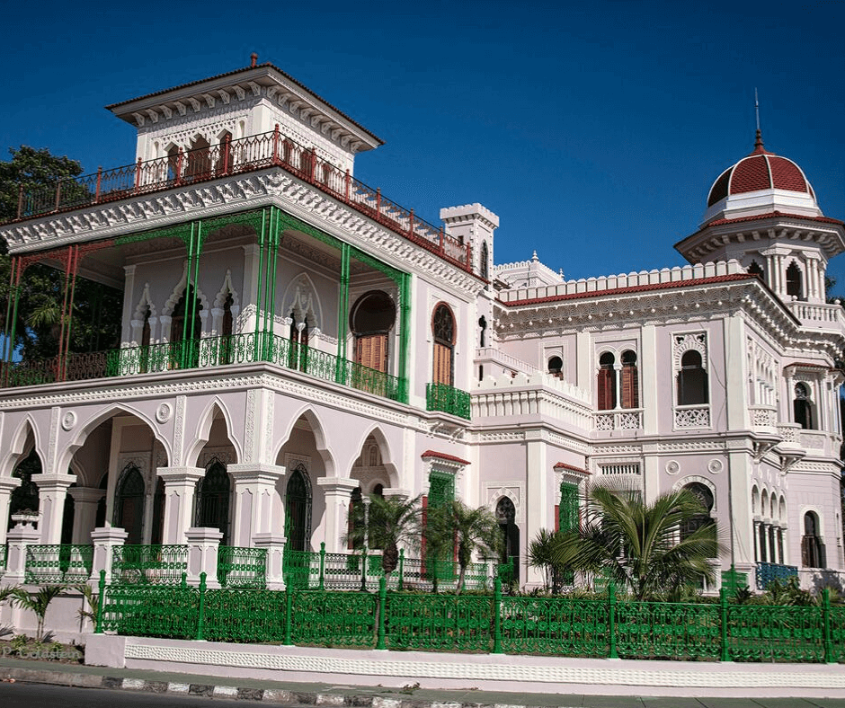 Palacio de Valle, on the outside very pink. One unique building in Cienfuegos 