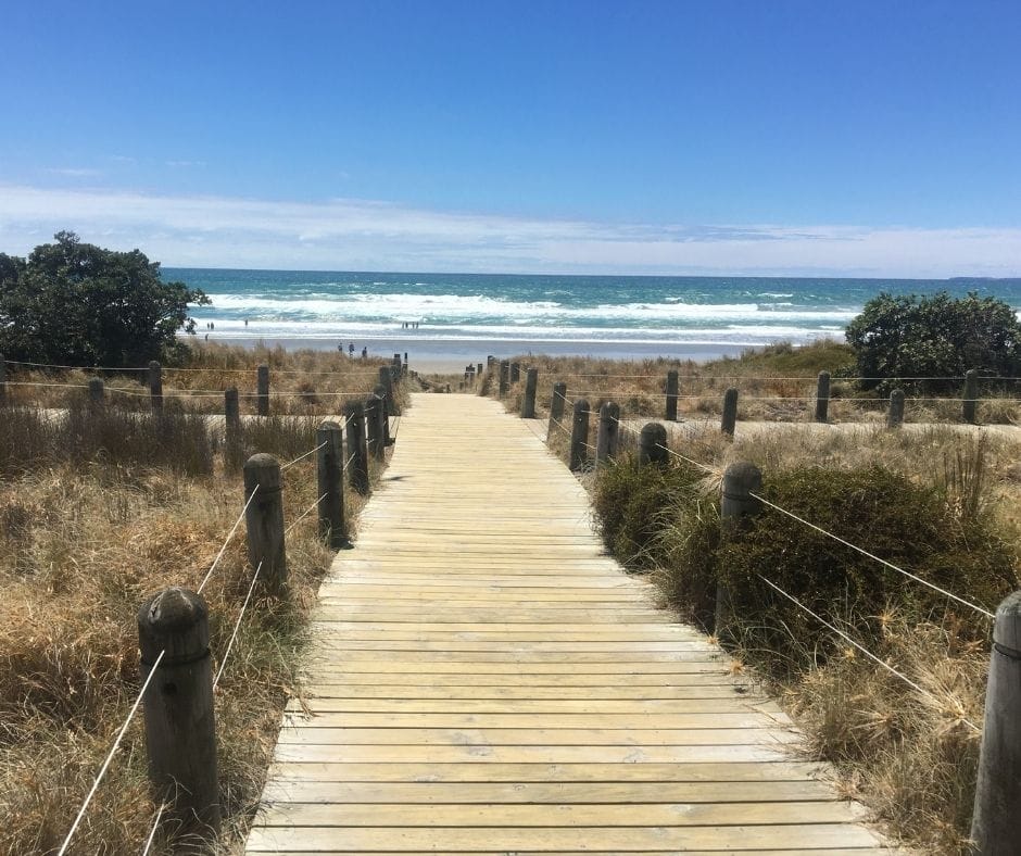 Walkway to the beach from Tay Street Cafe, this would be Mount Maunganui cafes best beach access
