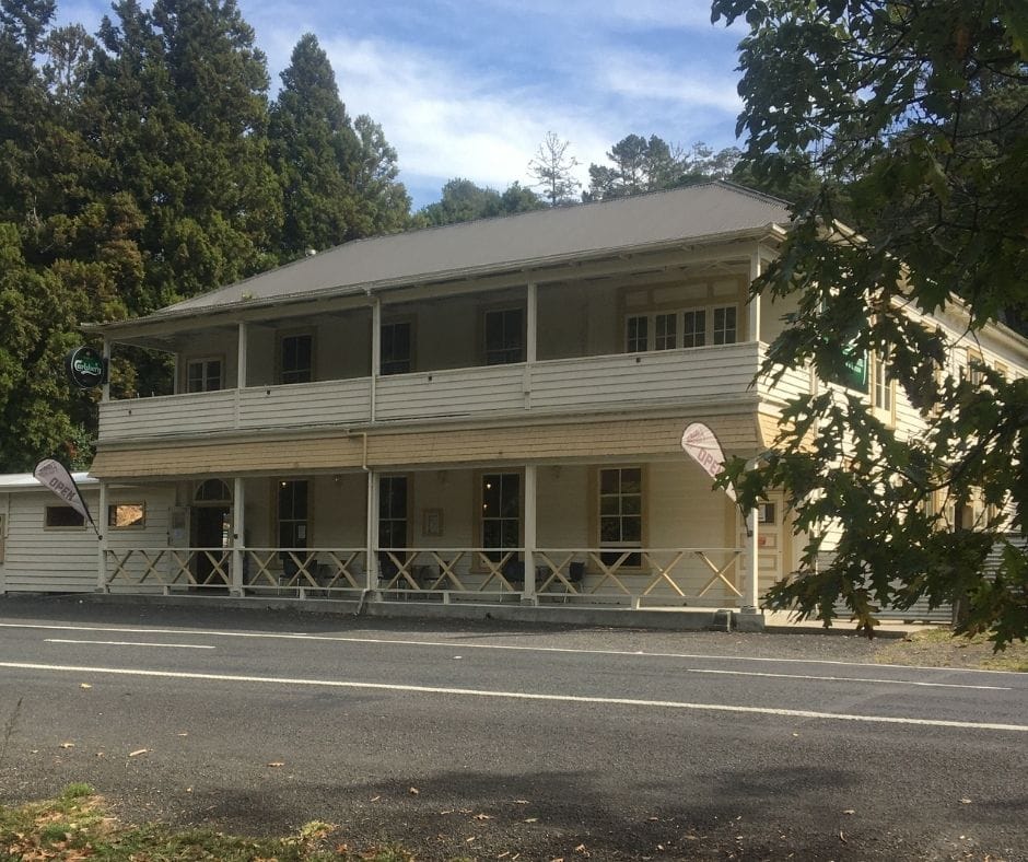 Front on the famous Waikino Hotel, one of the oldest building in Karangahake Gorge