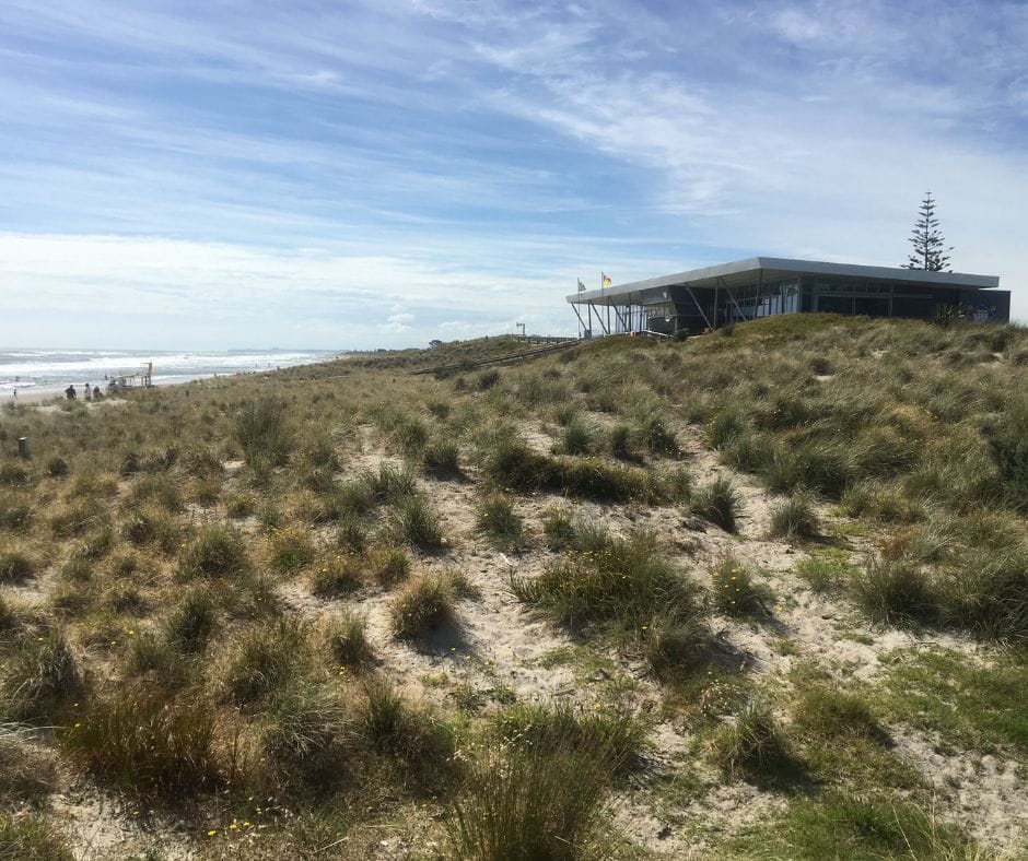The new Papamoa Surf Lifesaving club, great views up and down the beach