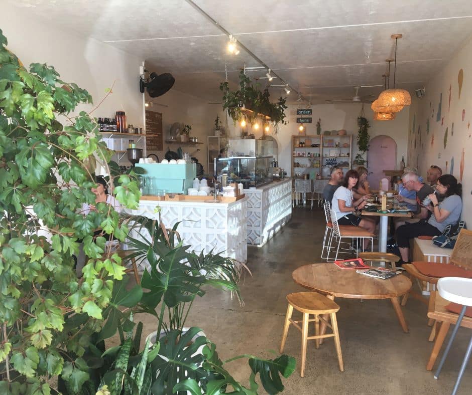 Looking inside the Gather Cafe from the front door, one of the best Papamoa cafes